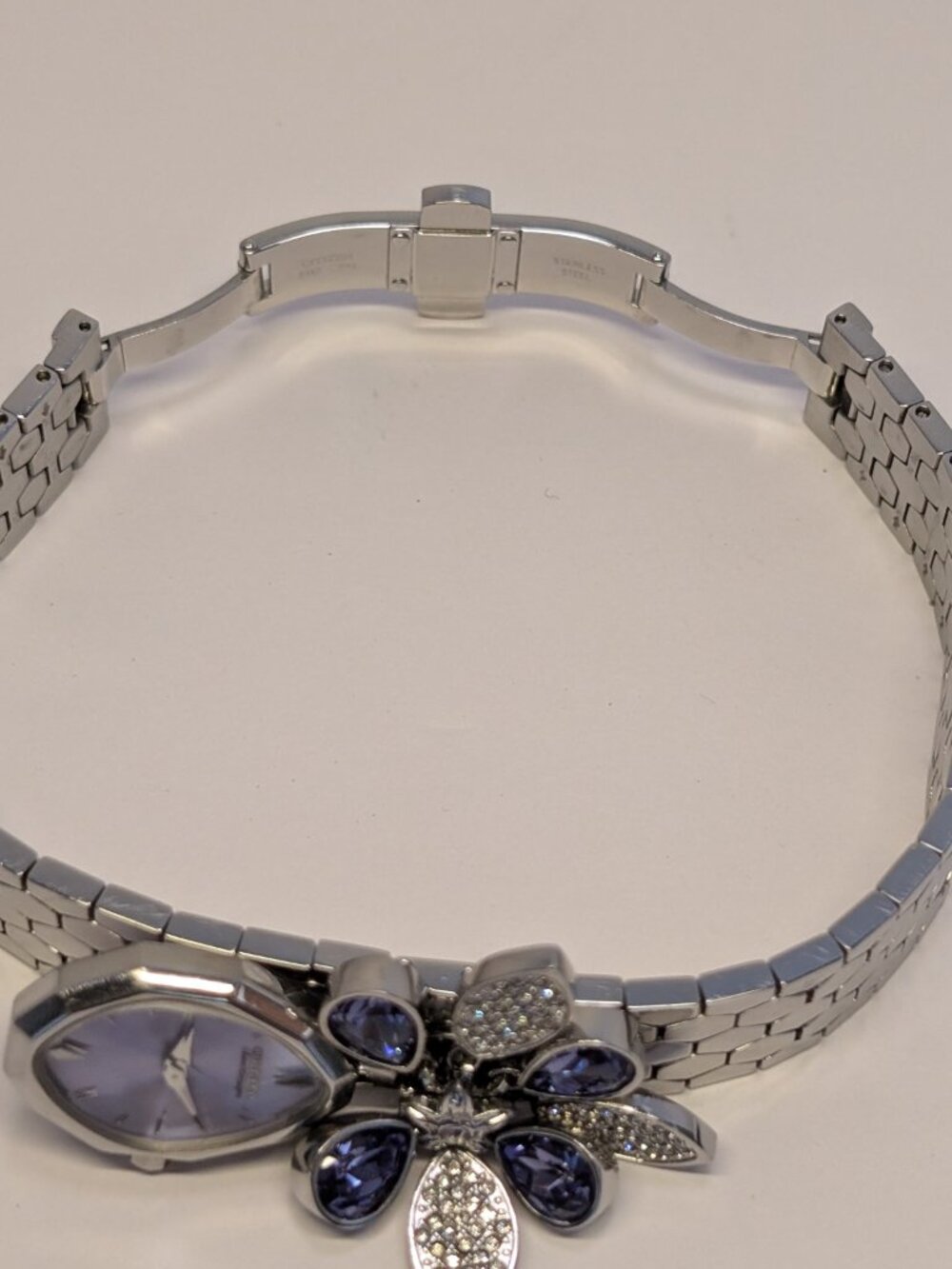 Citizen EcoDrive Lobella Crystal Flower Watch Sterling Silver Purple Face 550371 - Picture 7 of 16
